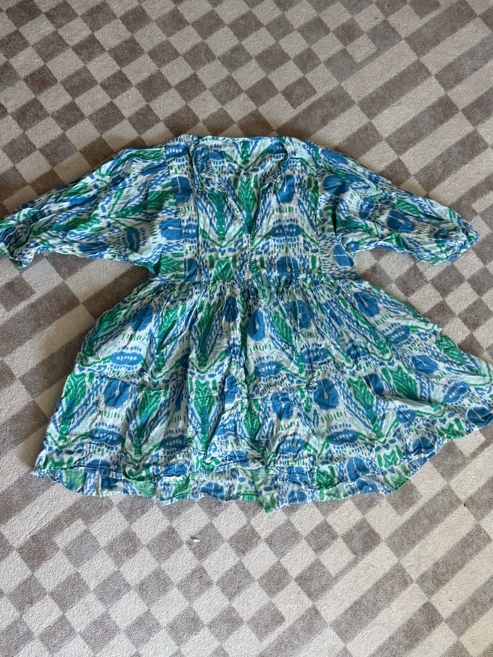 Blue & Green Printed Mini Dress